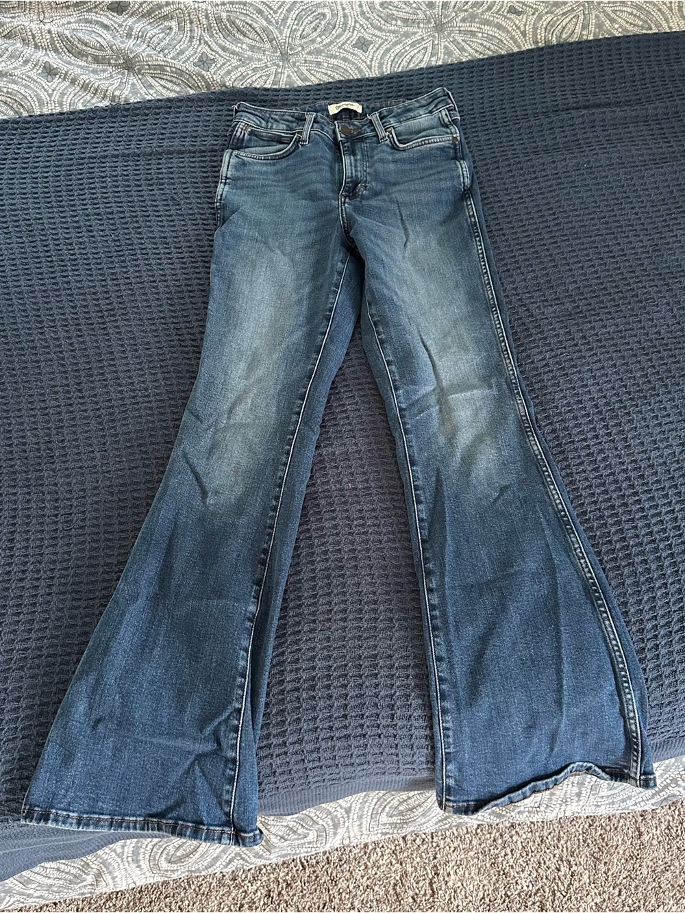 Wrangler Dark Blue High Rise Flare Jeans Tall